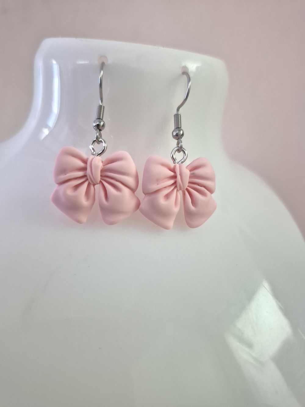 Pink Bow Dangle Earrings